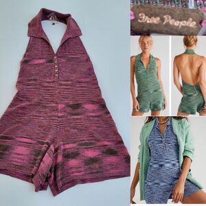 NEW FREE PEOPLE STRETCH ROMPER pink summer festival nights backless SMALL S NWOT